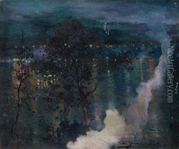 Vista Nocturna Oil Painting - Luis Graner y Arrufi