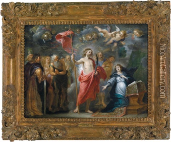 Die Aufnahme Einer Martyrerin In Den Kreis Der Heiligen Oil Painting - Abraham van Diepenbeeck