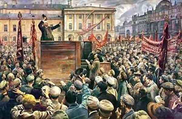 Vladimir Ilyich Lenin (1870-1924) Addressing the Red Army of Workers on 5th May 1920 Oil Painting - Isaak Israilevich Brodsky