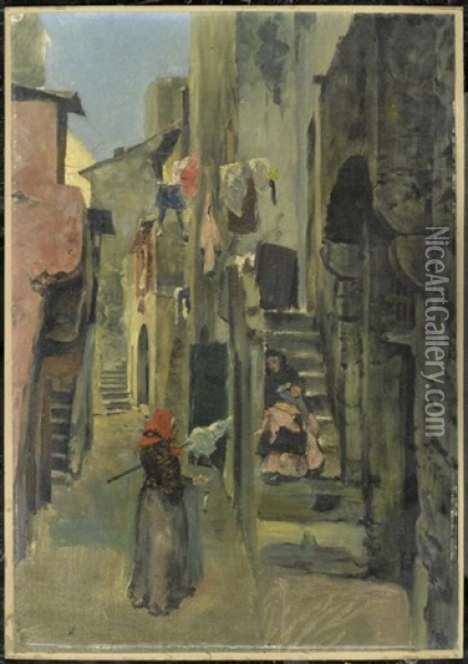 Strassenszene In Italien Oil Painting - Carl August Liner