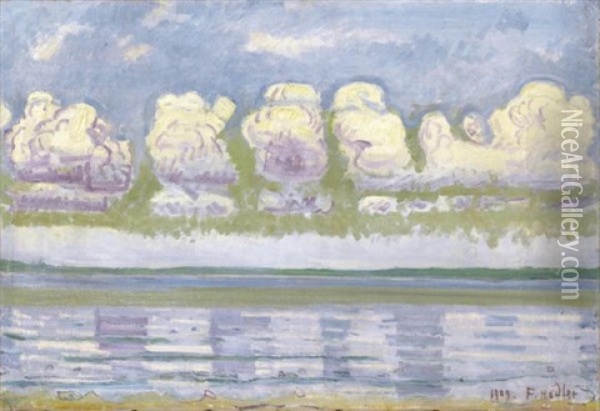 Genfersee Mit Jura - Landschaftlicher Formenrhythmus (lake Geneva With Jura - Landscape Rhythm Of Forms) Oil Painting - Ferdinand Hodler
