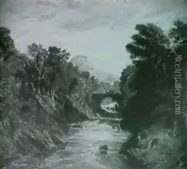 On The Lune Sedbergh Yorkshire Oil Painting - William Linton