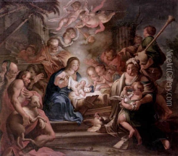 The Adoration Of The Shepherds Oil Painting - Martino Altomonte