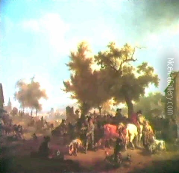 Une Foire En Franche Comte Oil Painting - Jean-Louis Demarne