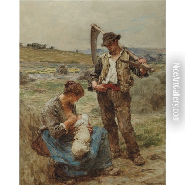 Maternite Ou Heureuse Famile Oil Painting - Leon Augustin L'Hermitte