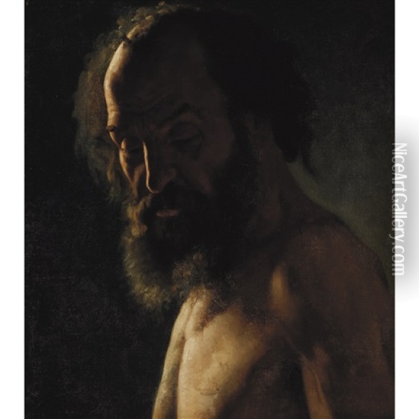 Study Of A Bearded Man, Possibly For A Painting Of Saint Jerome Oil Painting - Theodore Gericault