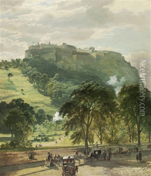 Edinburgh Castle From Princes Street Oil Painting - Samuel Bough