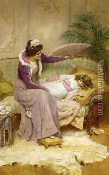 Mother's Comfort Oil Painting - Georges Sheridan Knowles