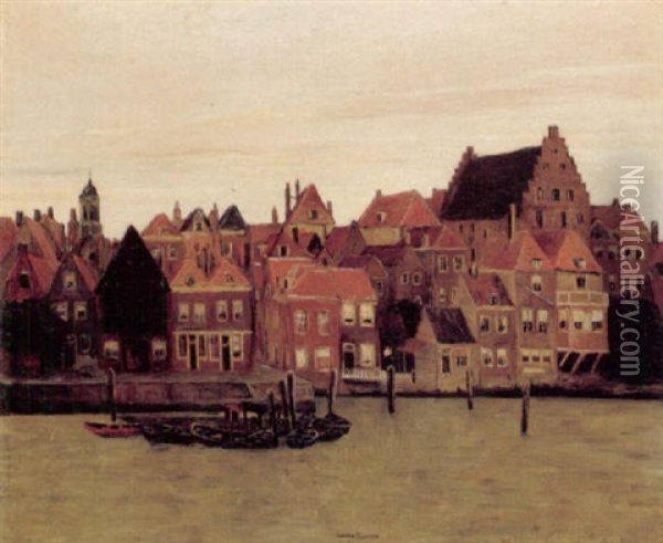 Gracht I Dordrecht Oil Painting - Johan Rohde