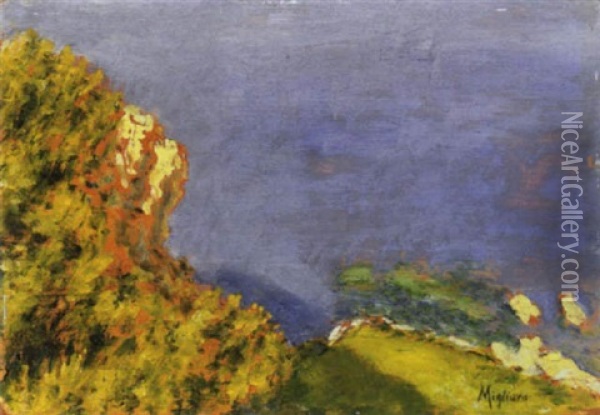 Capri, Rocce E Mare Oil Painting - Vincenzo Migliaro