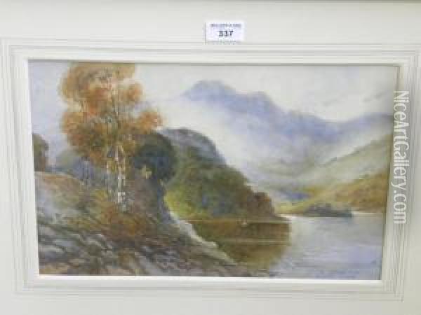 Highland Landscape With Silver Birches Oil Painting - Edgar Woollatt