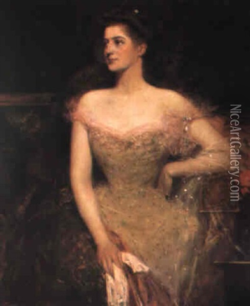 Portrait D'une Elegante Oil Painting - Jean Joseph Benjamin Constant