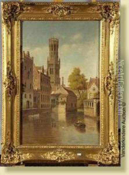 Vision Sur Le Quai Du Rosaire A Bruges Oil Painting - Victor Carabain