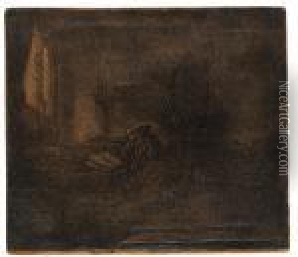 St. Jerome In A Dark Chamber Oil Painting - Rembrandt Van Rijn