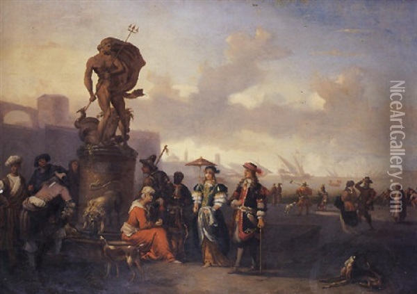 Vista Del Puerto De Amberes Oil Painting - Christoffel Jacobsz. Van Der Lamen