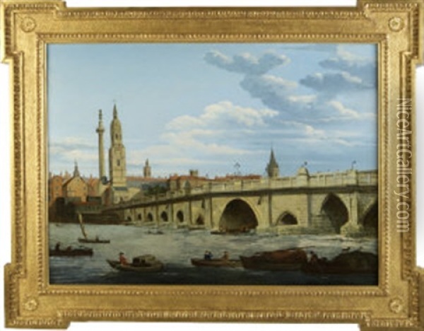 View Of London Bridge Oil Painting - John Paul