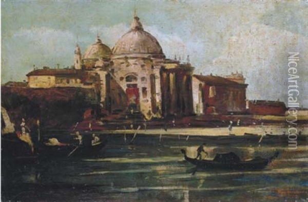 Venezia, Chiesa Della Salute Oil Painting - Michele Cammarano