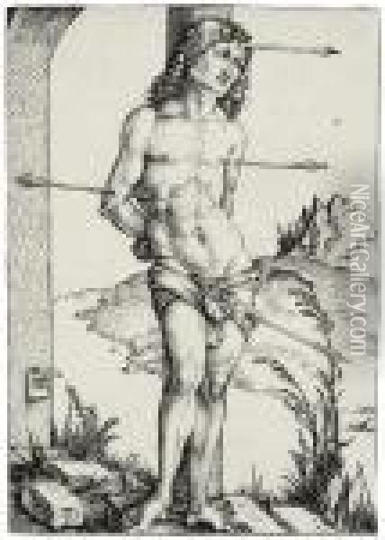 Saint Sebastian Bound To The Column Oil Painting - Albrecht Durer