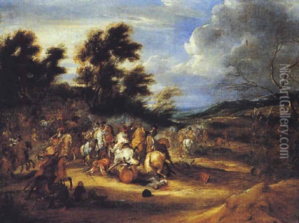 Scontro Di Cavalleria Oil Painting - Adam Frans van der Meulen