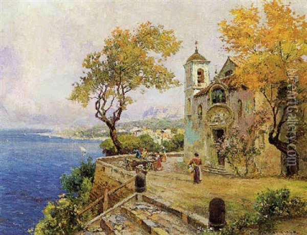 Amalfi Oil Painting - Carlo Brancaccio