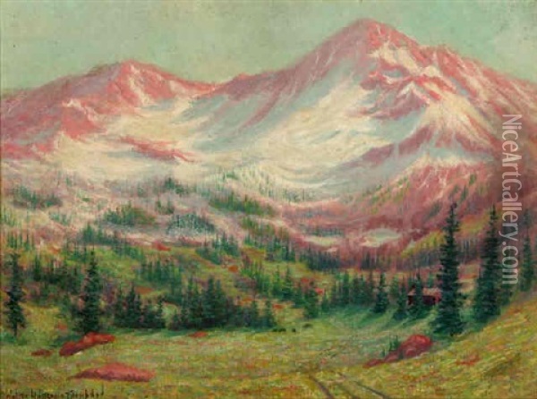 Sangre De Christo Range Near Salida, Colorado, 1922 Oil Painting - Walter Whitcomb Thompson