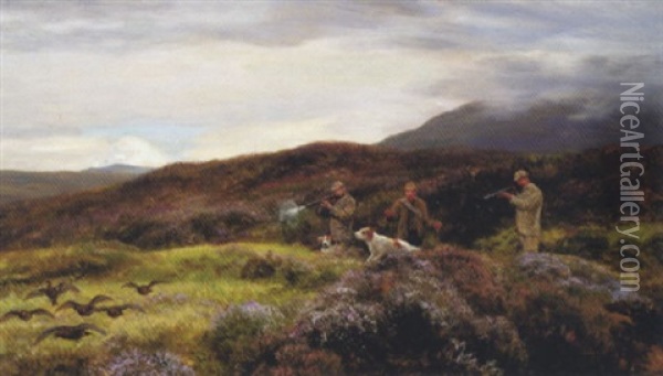The Grouse Shoot Oil Painting - Charles Edward Johnson
