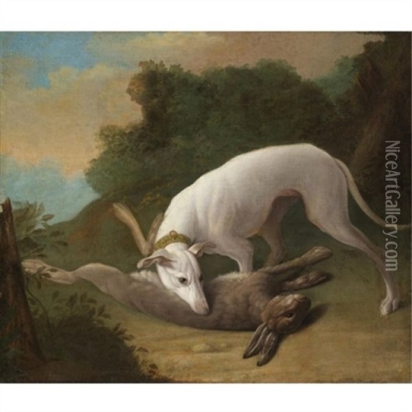 Borzoi With Game Oil Painting - Johann Friedrich Grooth