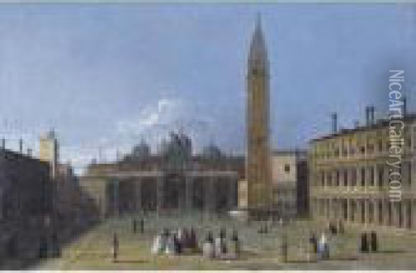 View Of The Piazza San Marco, Venice Oil Painting - Apollonio Domenichini