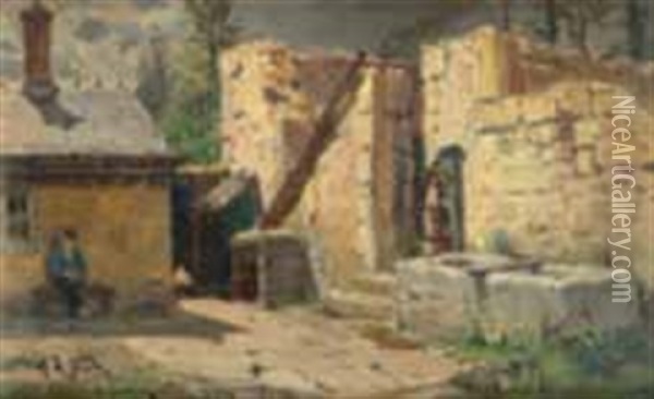 Montfaucon, Village Pres De Besancon Oil Painting - Alphonse Marie de Neuville