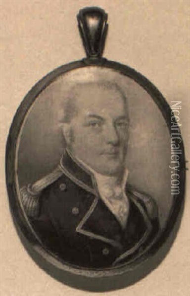 Portrait Of A Naval Officer (armiral Lord Darling?) Oil Painting - Thomas Hazlehurst