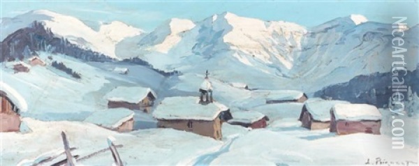 Hiver Aux Environs De Megeve Oil Painting - Lucien Poignant