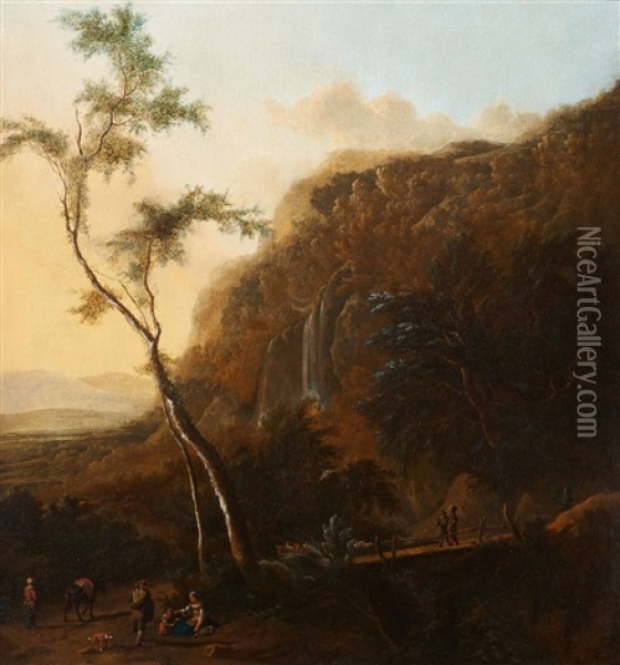 Mountainous Landscape With Ramblers Oil Painting - Frederick De Moucheron