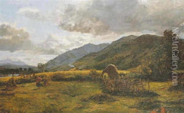 Haymaking In The Highlands Oil Painting - Alexander Fraser the Younger
