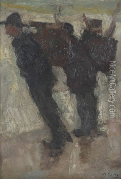 Deux Personnages Portant Des Paniers Oil Painting - Albert Crahay
