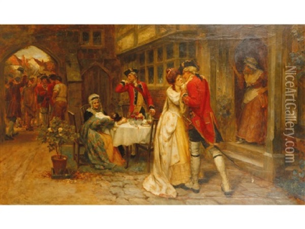 The Red Coats Departure Oil Painting - George Sheridan Knowles