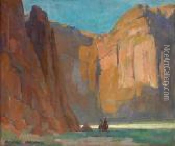 Navajos, Canyon De Chelly Oil Painting - Edgar Alwin Payne