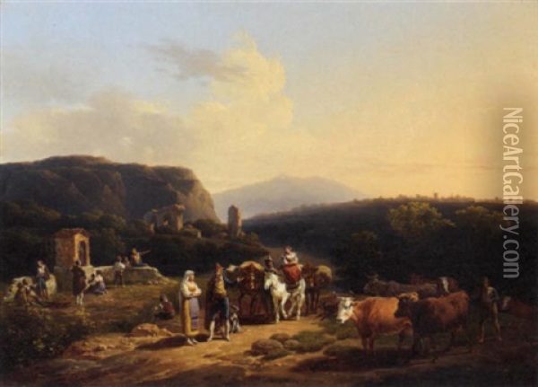 Paysage Italien Oil Painting - Hippolyte Lecomte