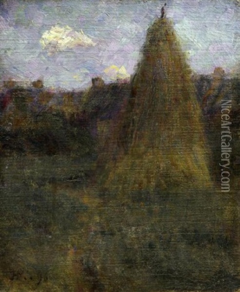 Paysage A La Meule De Foin Oil Painting - Henry Moret