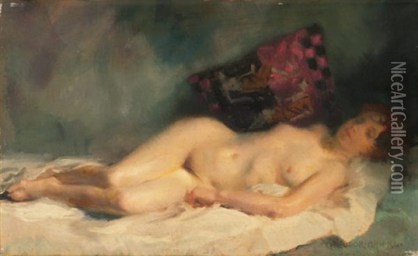 Liegender Frauenakt Oil Painting - Theodor Baierl