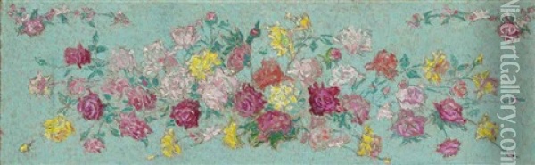 Esquisse De Fleurs Pour Les Gobelins Oil Painting - Achille Lauge