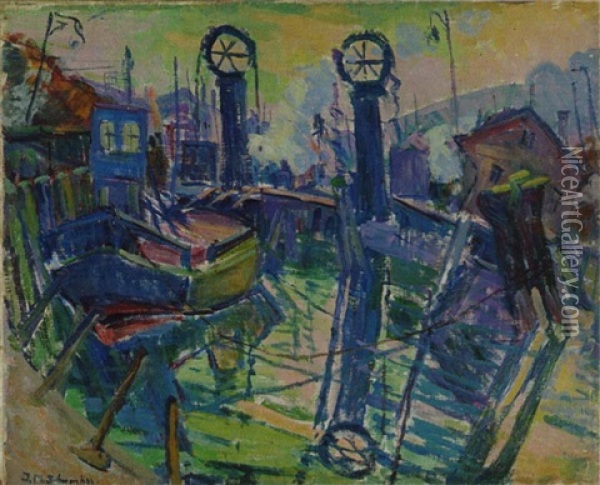 Hafen Von Bregenz Oil Painting - Johannes Maria Schwenker