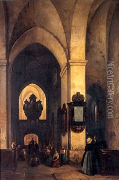 Scene D'interieur D'eglise Oil Painting - Francois Joseph Navez