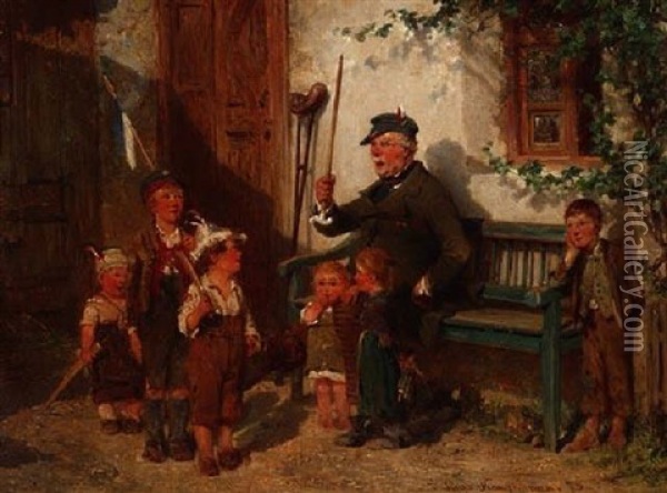 Der Alte Veteran Spielt Mit Seinen Enkeln Soldat Oil Painting - Hugo Wilhelm Kauffmann