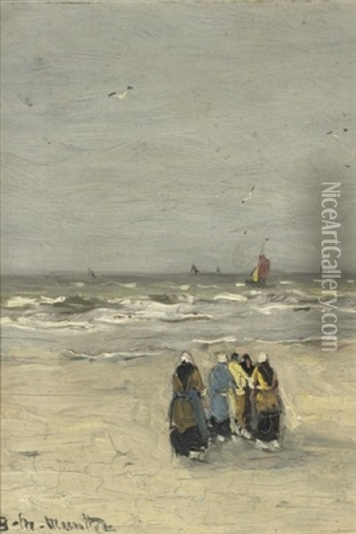 Women At The Beach Oil Painting - Gerhard Arij Ludwig Morgenstjerne Munthe