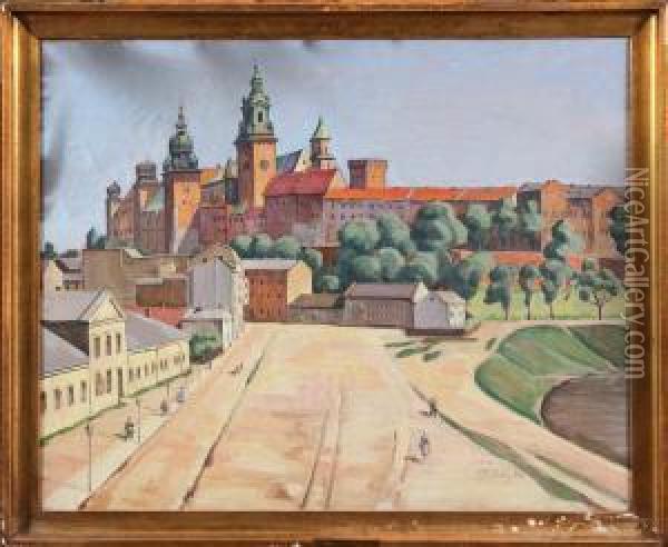 Widok Na Zakole Wisly I Wawel, 1933 R. Oil Painting - Jakub Pfefferberg