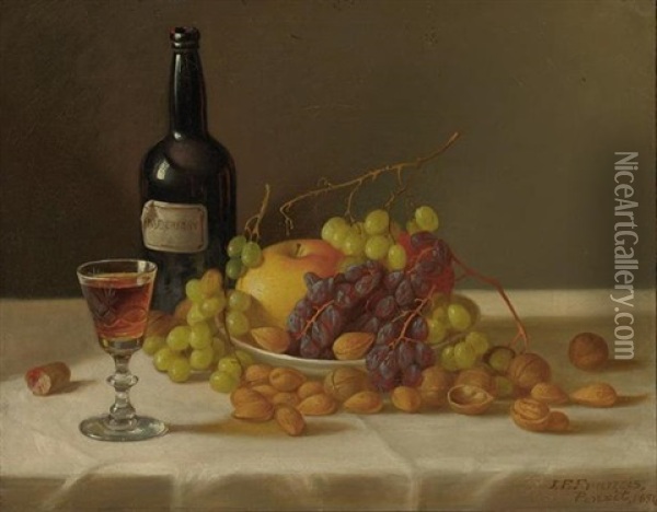 Still Life: Fruit And Wine Glass Oil Painting - John F. Francis