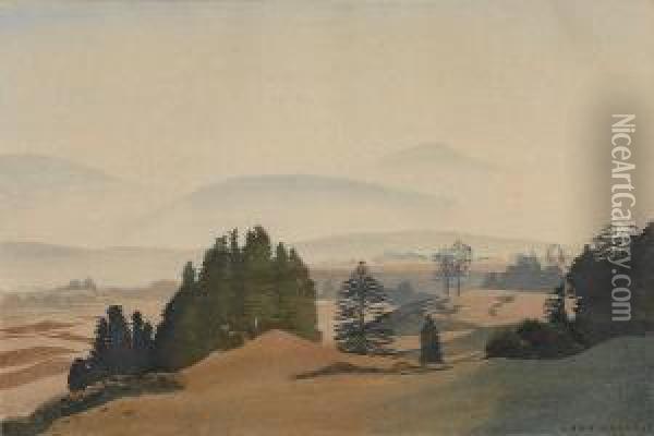 Hilly Landscape Oil Painting - Hans Frank