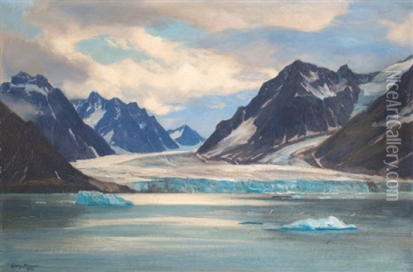 Magdalenenbay, Spitzbergen (gully-gletscher) Oil Painting - Georg Macco