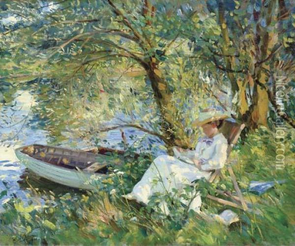Under The Willows Oil Painting - Wilfred Gabriel De Glehn