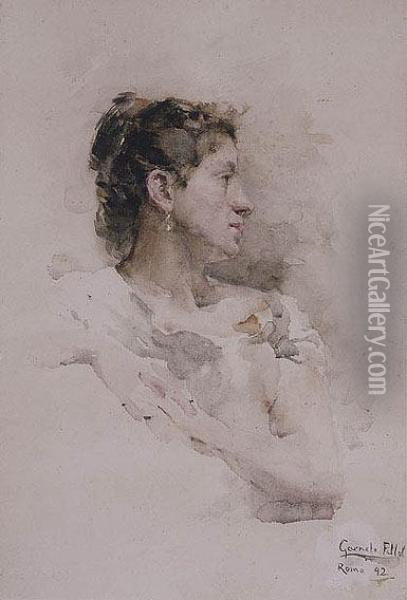 Retrato De Dama Oil Painting - Isidoro Garnelo Fillol